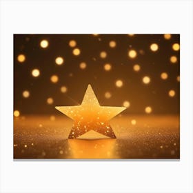 Abstract Image Of A Golden Star With A Sparkling Surface On A Gold Glitter Background Canvas Print