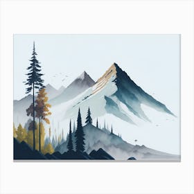 Mountain And Forest In Minimalist Watercolor Horizontal Composition 242 Canvas Print