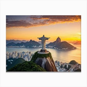 Cristo Redentor Statue Towering Over Rio De Janeiro Located On Corcovado Mountain Overlooking A Sc (6) Canvas Print