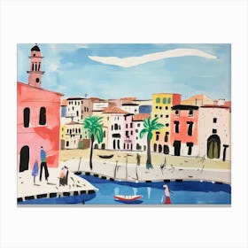 Taranto Italy Cute Watercolour Illustration 1 Canvas Print