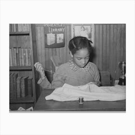 Daughter Of Pomp Hall Sewing In School, Sewing Is Her 4 H Club Project, Creek County, Oklahoma, See General Captio Canvas Print