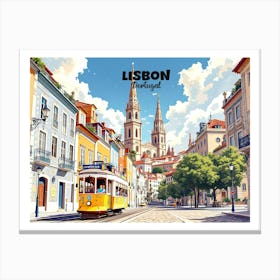 Lisbon Portugal Vintage Travel V 07 Canvas Print