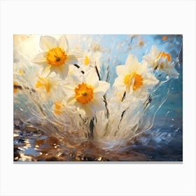 Daffodils Splashing Water Canvas Print