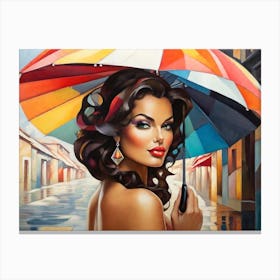 Elegant Woman With An Umbrella 1 Canvas Print