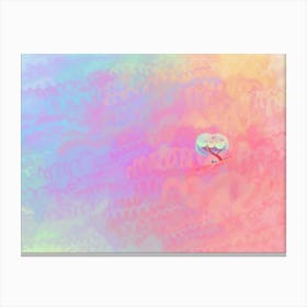 House In Peaceful Rainbow Landscape Canvas Print