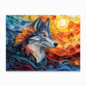 Czechoslovakian Wolf Dog Paper Quilling Dog Portrait Canvas Print