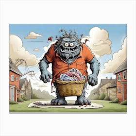 Monster With A laundry Basket Canvas Print