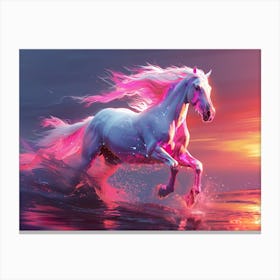 White Horse At Sunset Canvas Print