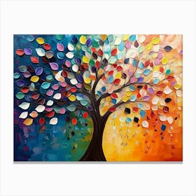 3d Tree of Life Abstract Features A Colorful Hanging Branches And Multicolored Canvas Print