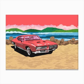 Classic Car On The Beach Canvas Print