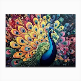 Colorful Peacock 13 Canvas Print