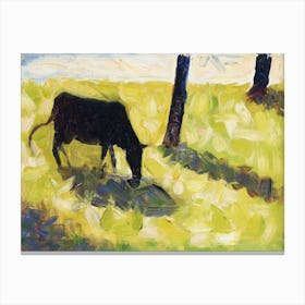Black Cow In A Meadow, Georges Seurat Canvas Print