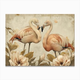 Floral Animal Illustration Flamingo 4 Canvas Print