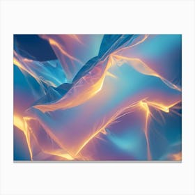 3d Illustration Of Abstract, Flowing Shapes With A Blue And Orange Iridescent Glow, Creating A Sense Of Movement And Energy Canvas Print