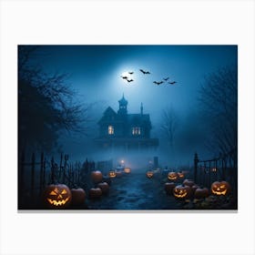 Haunting Halloween Greetings On A Misty Night (15) Canvas Print