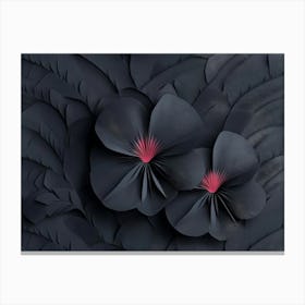 3d Dark Paper Art Fan Shape Nature Flower Canvas Print