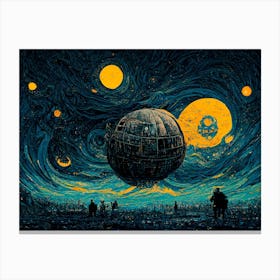 Death Star Starry Night Van Gogh Style Canvas Print