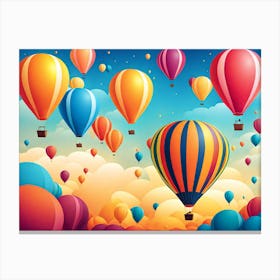 Hot Air Balloons 1, Hot air balloon festival, hot air balloons in the sky, Albuquerque International Balloon Fiesta, digital art, digital painting, beautiful landscape Canvas Print