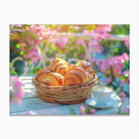 Basket Of Croissants Canvas Print