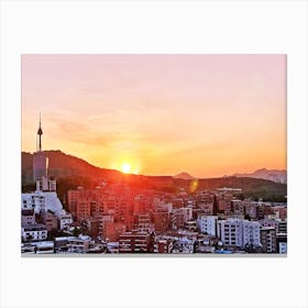 Sunset Over Seoul South Korea Canvas Print