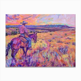 Cowboy Painting Black Hills South Dakota Canvas Print