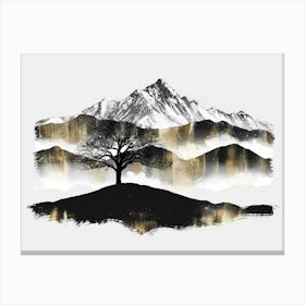 Tree In The Mountains Canvas Print