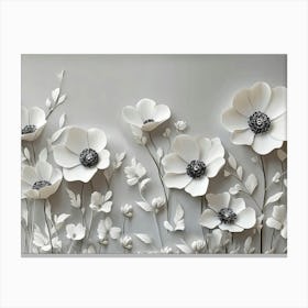 3d Floral Painting Light Gray 1 Canvas Print