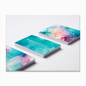 Bundle Of Creative Business Cards Featuring Watercolor Splashes Bursts Of Vibrant Colors In Shades (3) Canvas Print