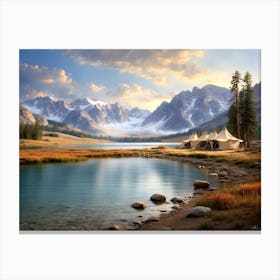 Tents By The Lake Canvas Print