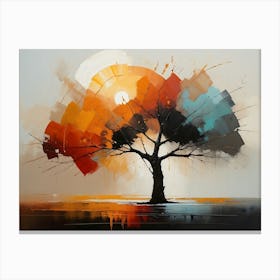 Abstract Tree Painting at sunset 1 Canvas Print