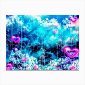 Blue Sky With Hearts Canvas Print
