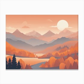 Misty mountains horizontal background in orange tone 143 Canvas Print