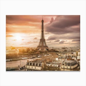 Sunset In Paris Canvas Print