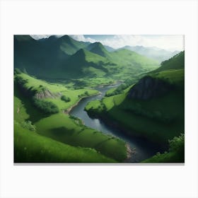 Lush Green Valley View Canvas Print