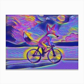 Fox On A Bike Canvas Print