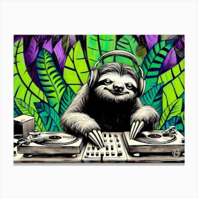 C A Sloth Dj H Canvas Print