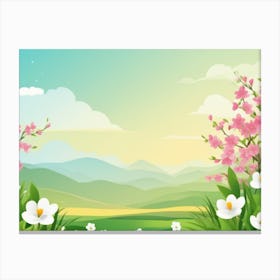 Spring Landscape With Flowers Canvas Print