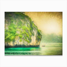 Lone Boat At Halong Bay Canvas Print