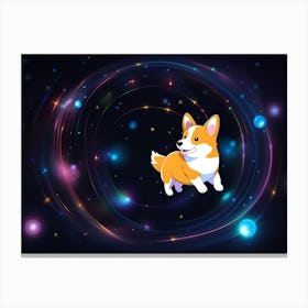 Corgi In Space 13 Canvas Print