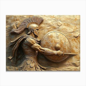 3d Relief of an Ancient Greek Warrior Canvas Print