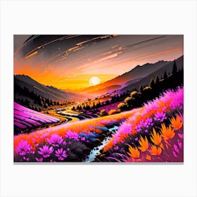 Sunset In The Mountains 2 Canvas Print