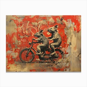 Two Mice On A Bike Canvas Print