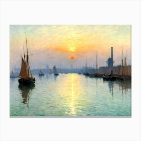 Sunset At The Port Canvas Print