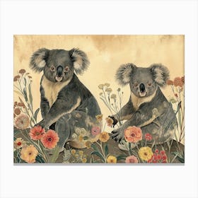Floral Animal Illustration Koala 3 Canvas Print