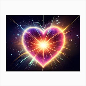 A Colorful Glowing Heart On A Dark Background Horizontal Composition 87 Canvas Print