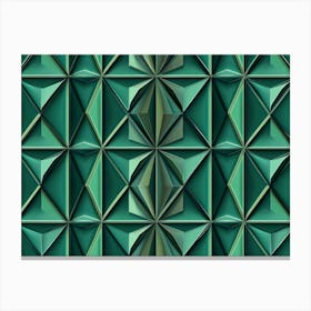 Seamless Relief Sculpture Designation Retro Pattern Elegant Green Geometry Polygon Star Cross Triangle Canvas Print