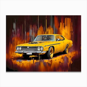 Yellow Muscle Car Canvas Print