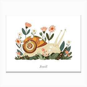 Little Floral Snail Poster Canvas Print