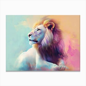 Lion Animal Abstract In Pastel Colors Canvas Print