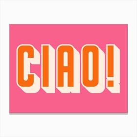 Pink And Orange Ciao Typography Canvas Print